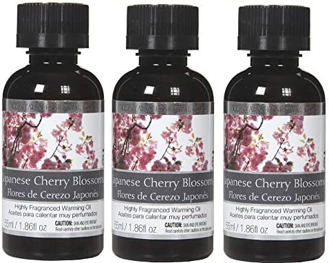 Set of 3, 55 ml Japanese Cherry Blossoms Fragrance Warming Oils. Ideal Gift for Weddings, Spa, Meditation Settings. P1