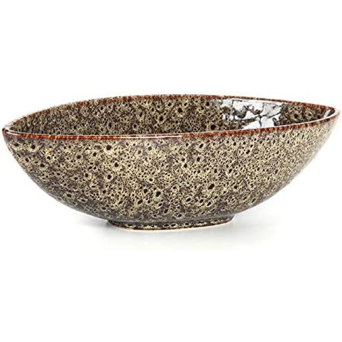 HOSELY® Ceramic Peacock Bowl,  Brown, 14.4 inches Long