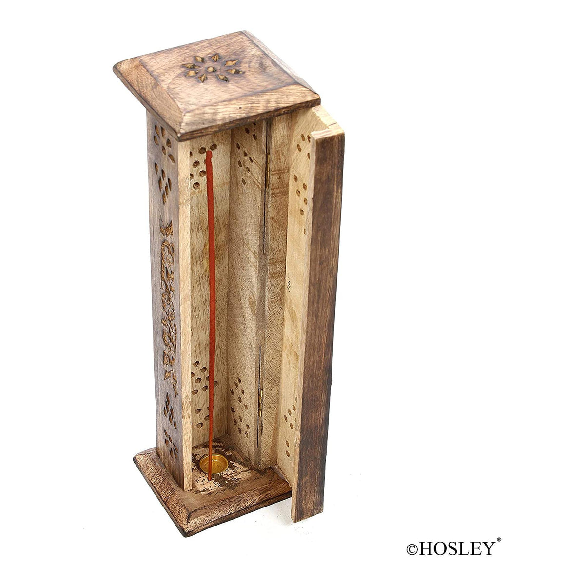 HOSLEY®  Wood Incense Tower with 20 Incense Sticks, 12 inches High
