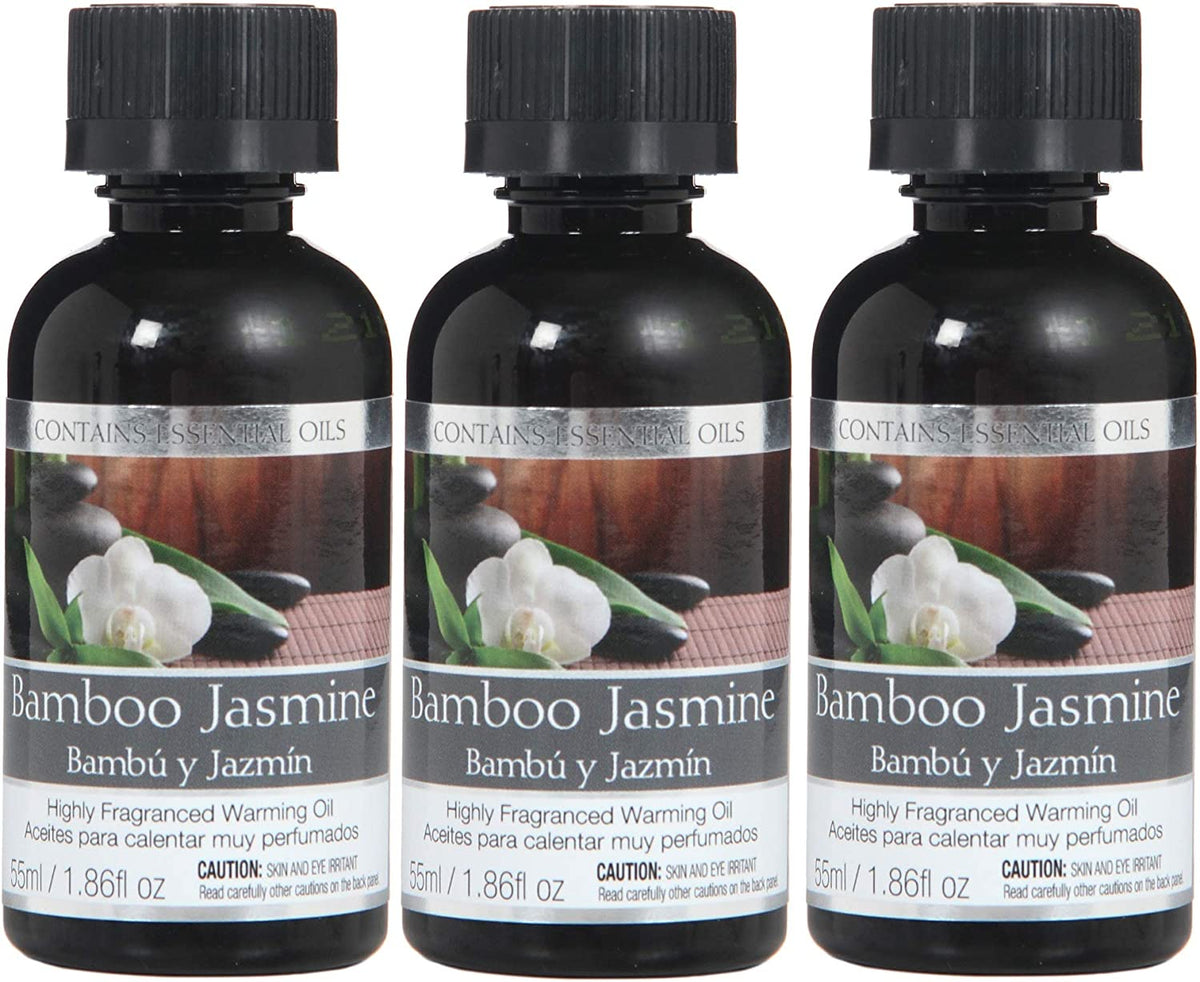 Set of 3, 55 ml Bamboo Jasmine Fragrance Warming Oils. Ideal Gift for Weddings, Spa, Meditation Settings. P1