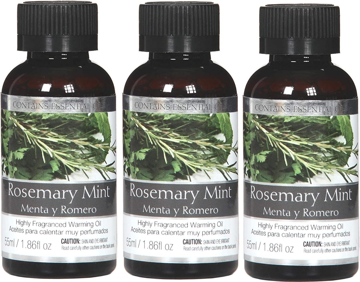 Set of 3, 55 ml Rosemary Mint Fragrance Warming Oils. Ideal Gift for Weddings, Spa, Meditation Settings. P1