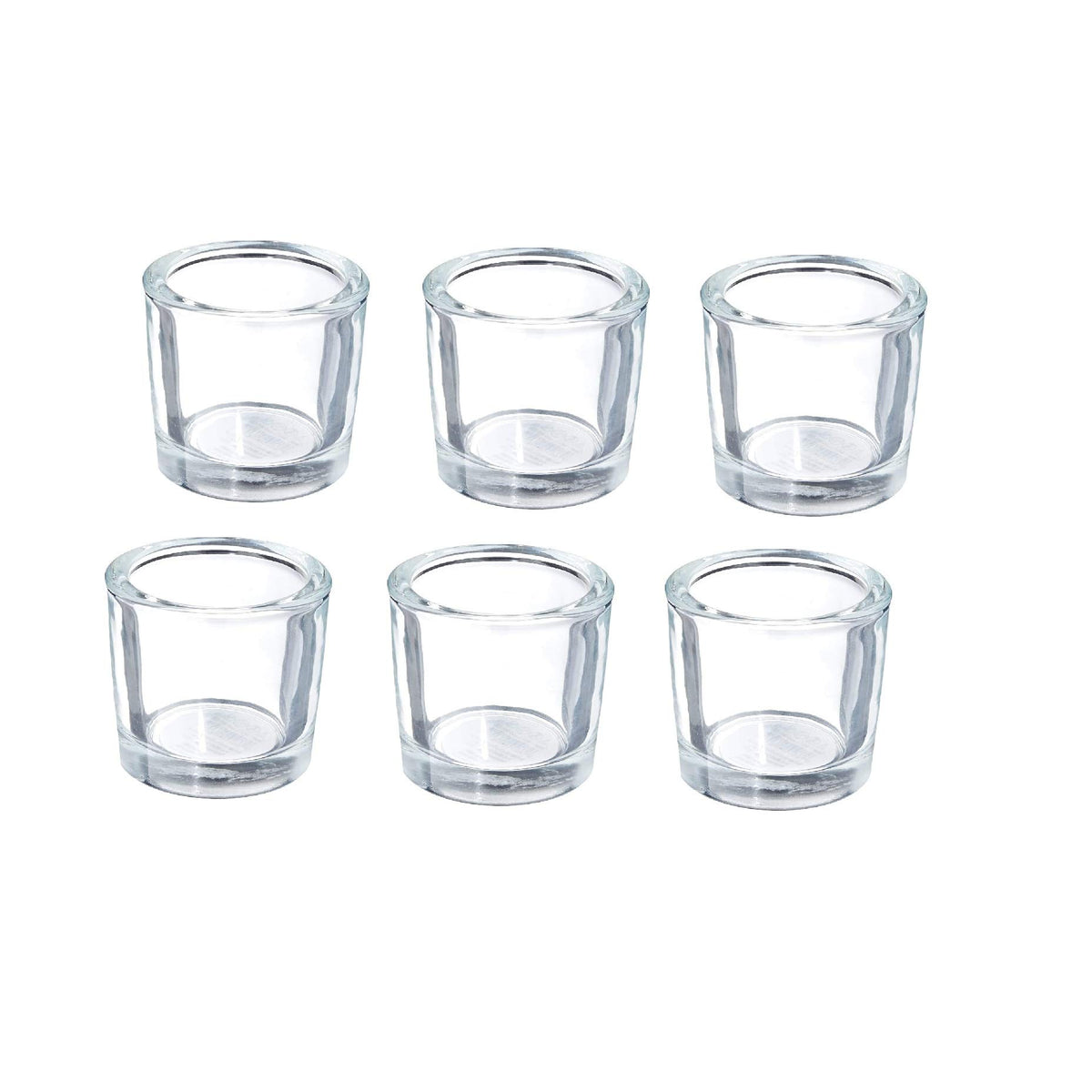 Glass Clear Chunky Candle Holders, Set of 6, 2.4inches High each