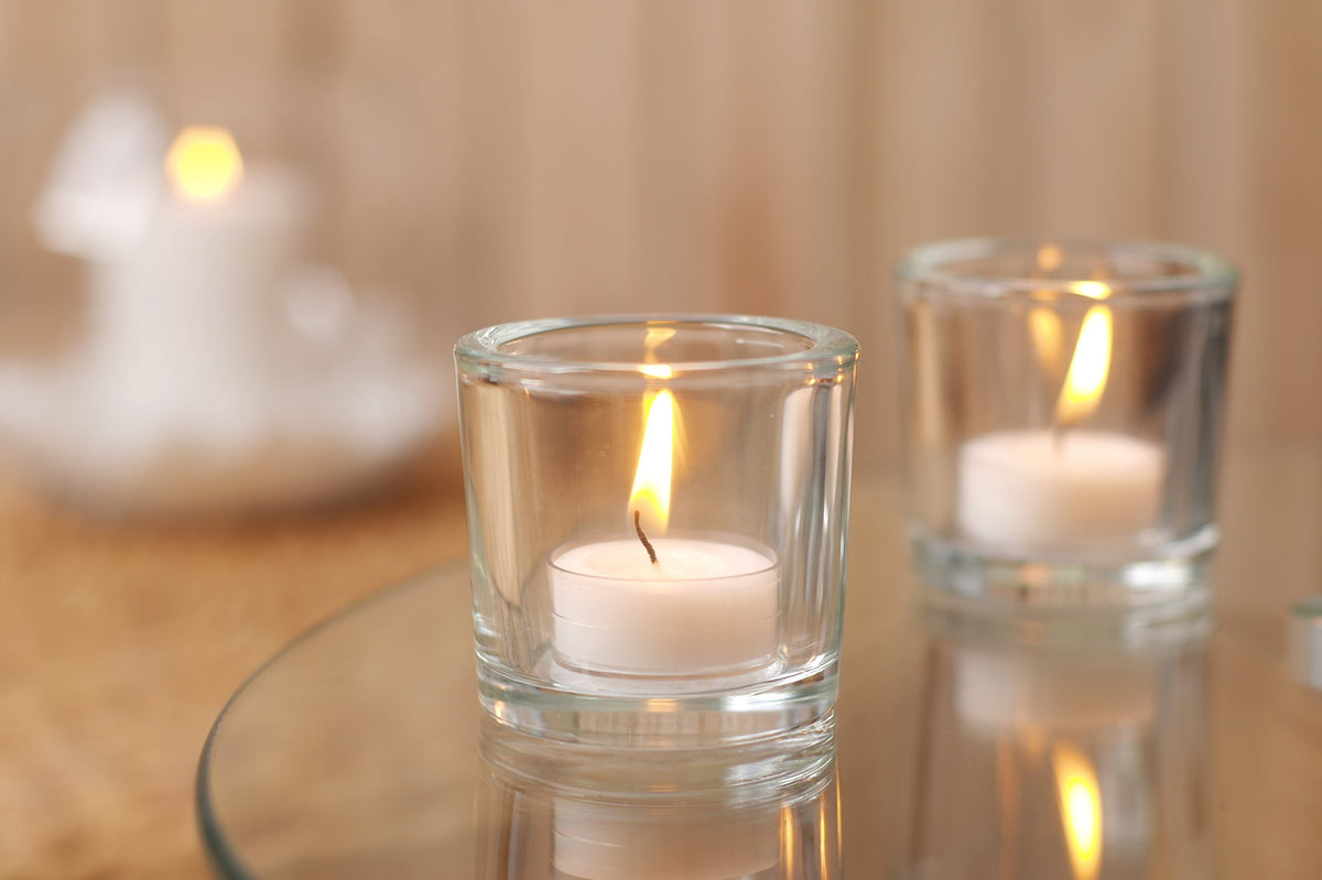 Glass Clear Chunky Candle Holders, Set of 6, 2.4inches High each