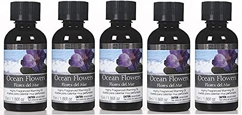 Premium Ocean Flowers Fragrance Warming Oils - Set of 5, 55ml (1.86 fl oz) Each | Ideal for Weddings, Spa, Reiki, Meditation, and Bathroom Settings | Long-Lasting Scent