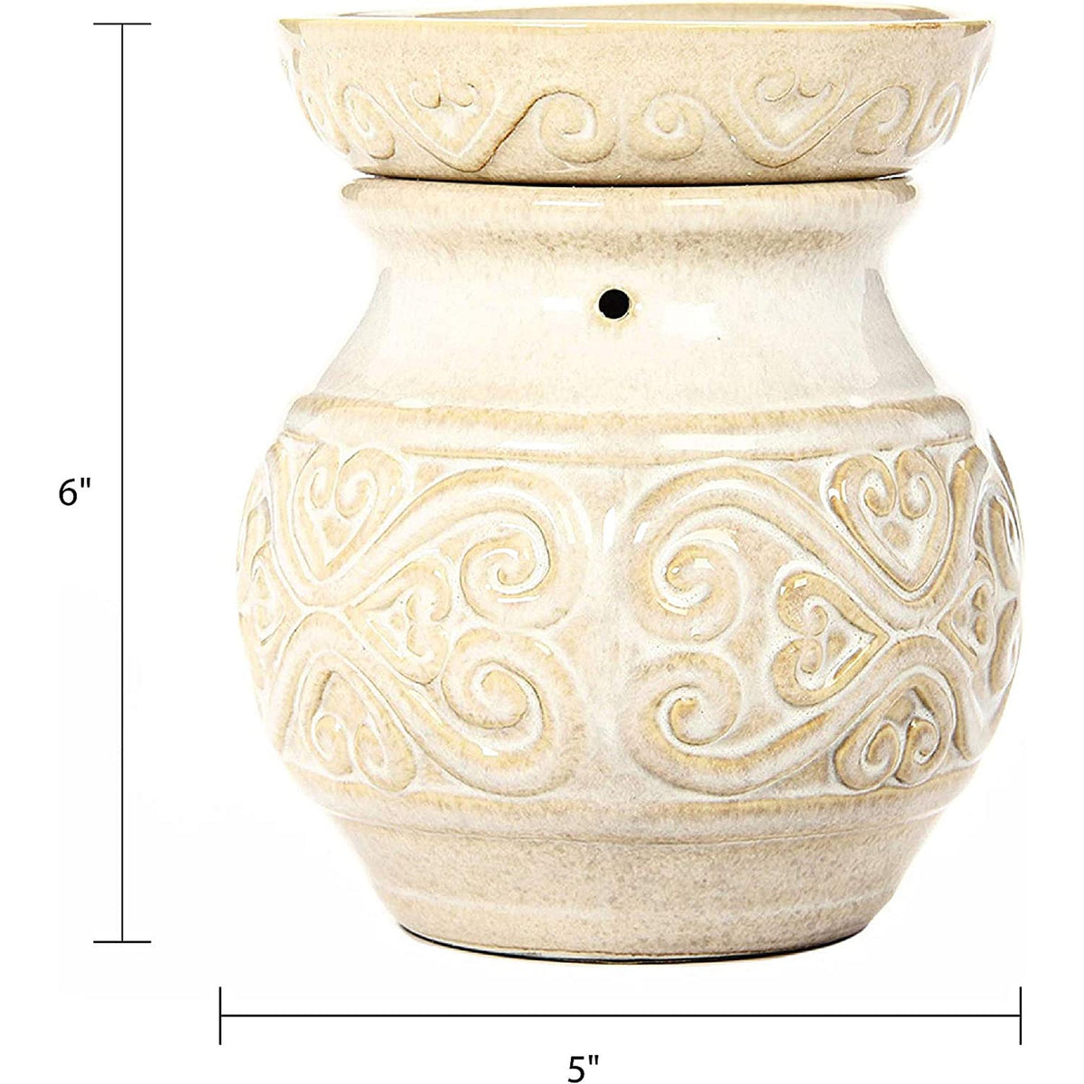 HOSLEY®  Ceramic Electric Candle Warmer,  Cream Color, 6 inches High