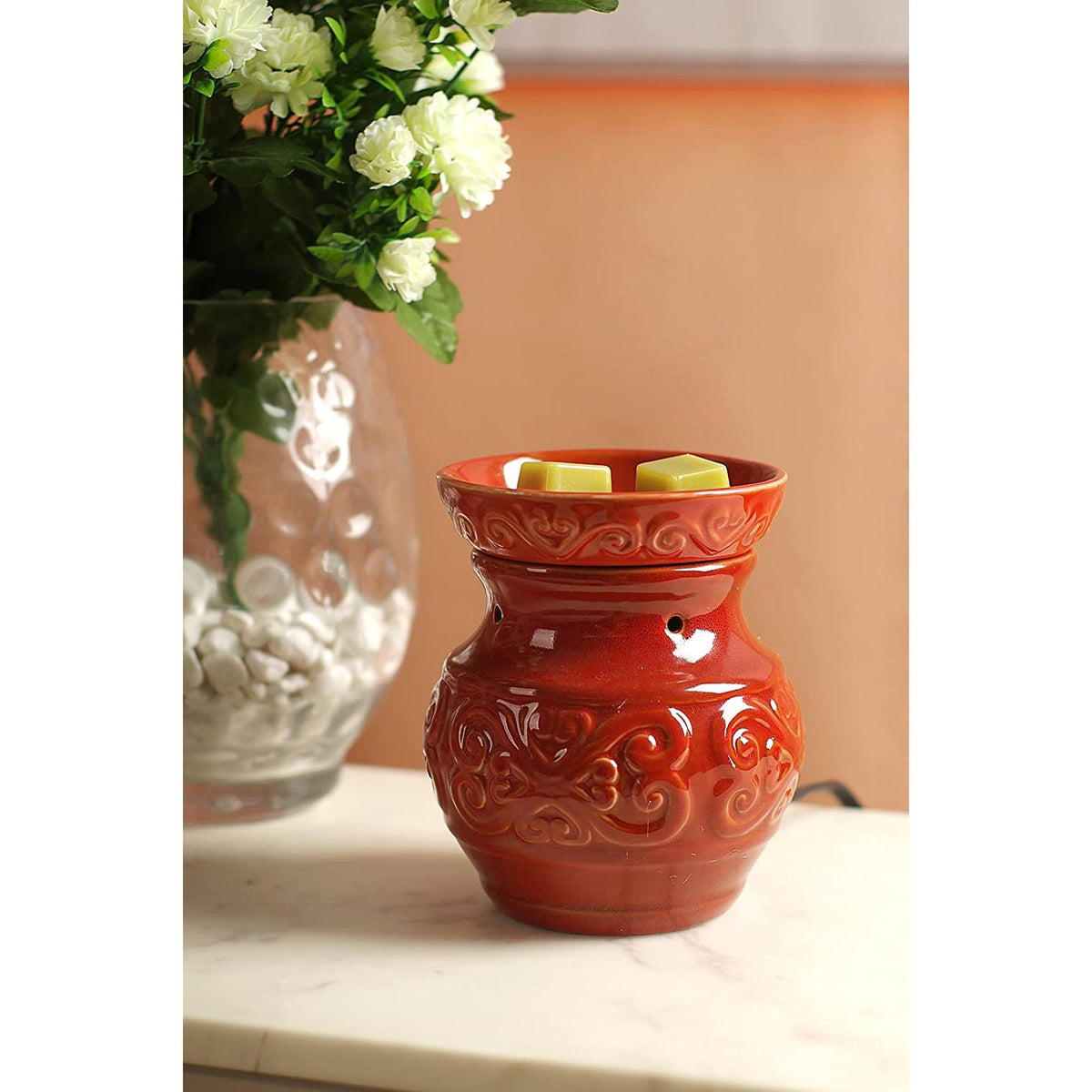 HOSLEY®  Ceramic Electric Candle Warmer,  Red Color, 6 inches High