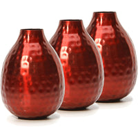 Metal Bud Vases Set,  Red finish,  Set of 3,  4.5 inches High