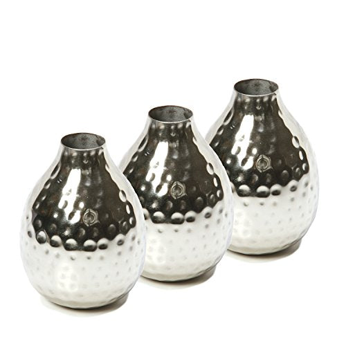 Metal Bud Vases Set,  Silver finish,  Set of 3,  4.5 inches High