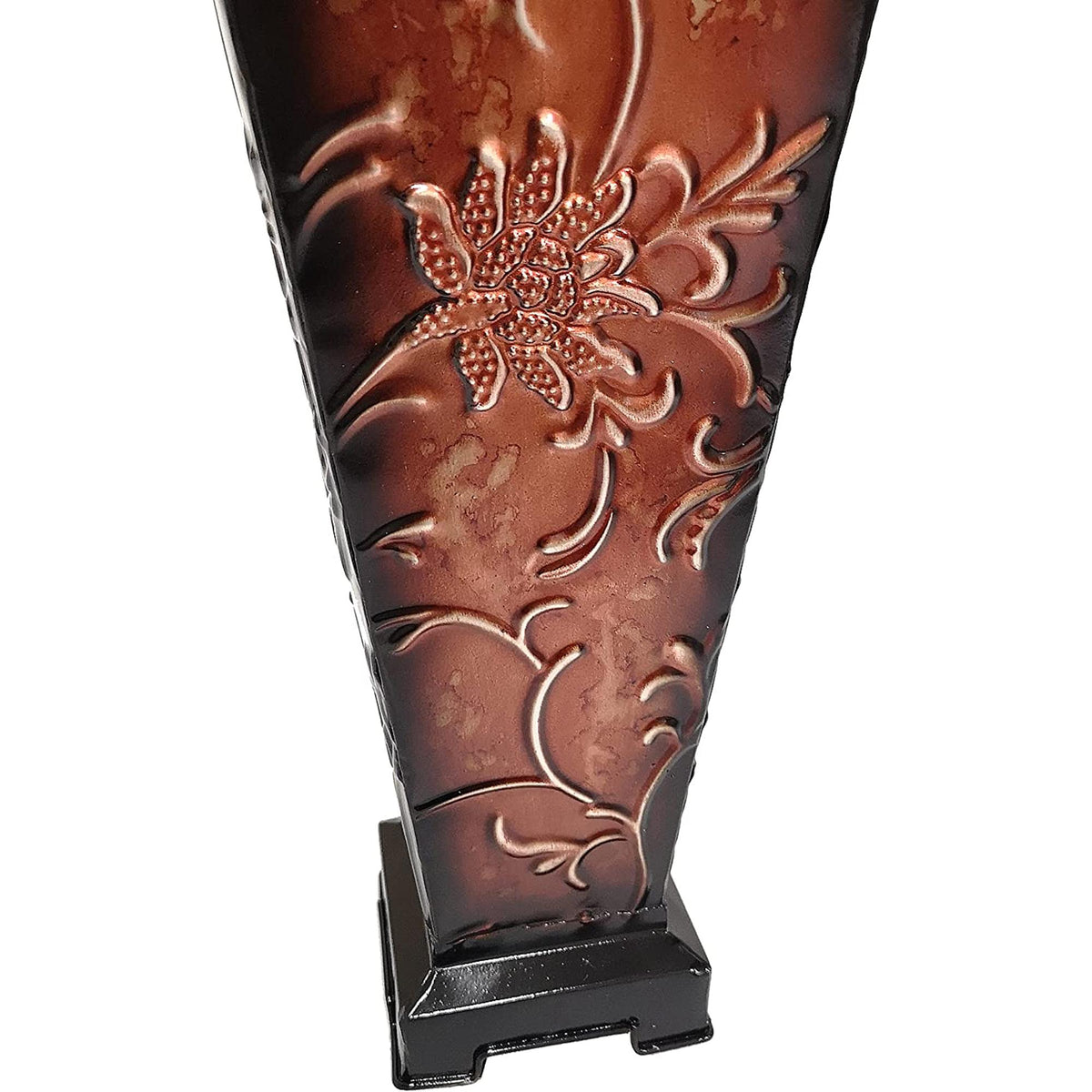 HOSLEY®  Metal Embossed Vase,  Red Finish, 21.25 inches High