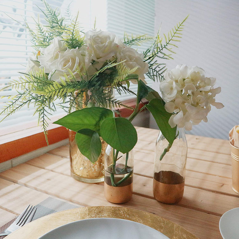 Set of 6, Glass Gold Dip Glass Bottle, 5.25 High. Ideal Gift for Wedding, Floral/Floor Vase, Party, Home Decor, Office, Spa P1