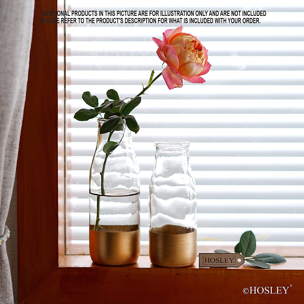 Set of 6, Glass Gold Dip Glass Bottle, 5.25 High. Ideal Gift for Wedding, Floral/Floor Vase, Party, Home Decor, Office, Spa P1