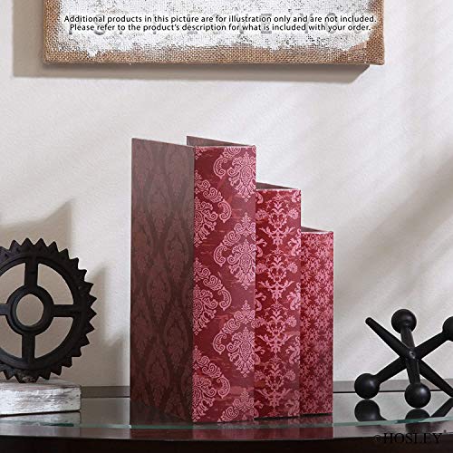 2 Sets Storage Farmhouse Memory Book Boxes Set of 3, Red Brown & Gold,12, 10, 8 H. Ideal Gift for Wedding Memories Jewelry Trinket Hobby Favor Keepsake Cash Pill Nail Polish