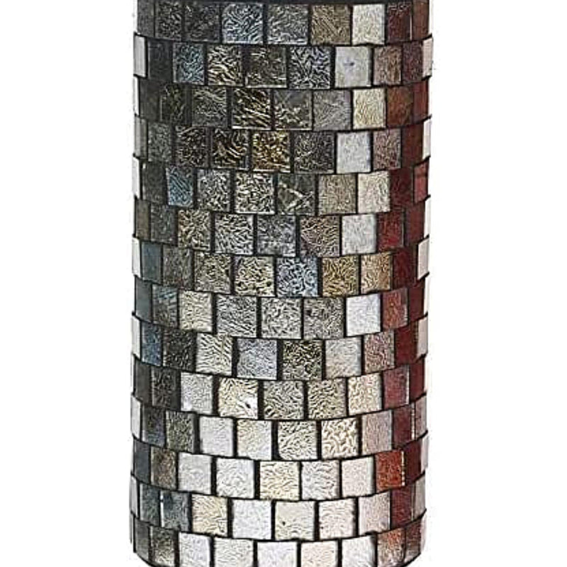 Mosaic Tea Light Candle Holder, Silver Finish, Set of 4, 7.8 inches High