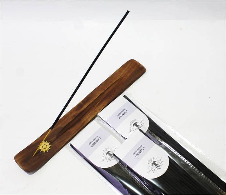 120 Lavender Incense Sticks and 12 Inch Long Incense Stick Holder. Ideal Gift for Home Warming Spa Reiki Garden