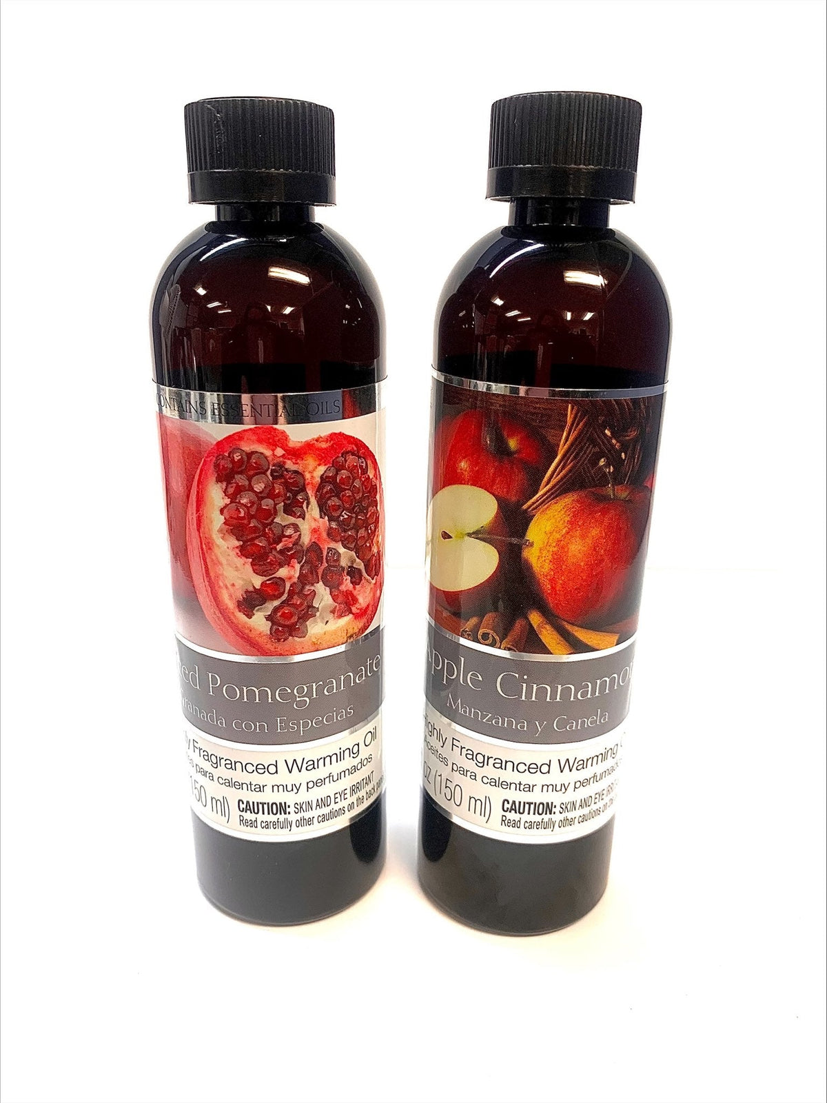 Set of 2 Assorted Fragrance Warming Oils 5oz Each-Spiced Pomegranate & Apple Cinnamon. Ideal for Spa Meditation Bathroom Wellness Gift