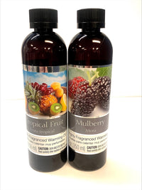 Set of 2 Assorted Fragrance Warming Oils 5oz Each-Mulberry & Tropical Fruit. Ideal for Spa Meditation Bathroom Wellness Gift