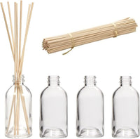 Set of 4 Diffuser Boston Round Style Glass Diffuser Bottles 85 Milliliter with Bulk Pack of 108 Rattan Diffuser Reeds 7 High, Diffusers Craft Projects Wedding Party O6