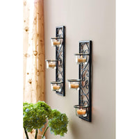 HOSELY®  Iron Wall Sconce,  Black color ,  Set of 8, 13.75 inches High