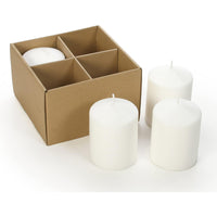 HOSLEY®  Unscented Pillar Candles, White Color, Set of 4, 4 inches High each