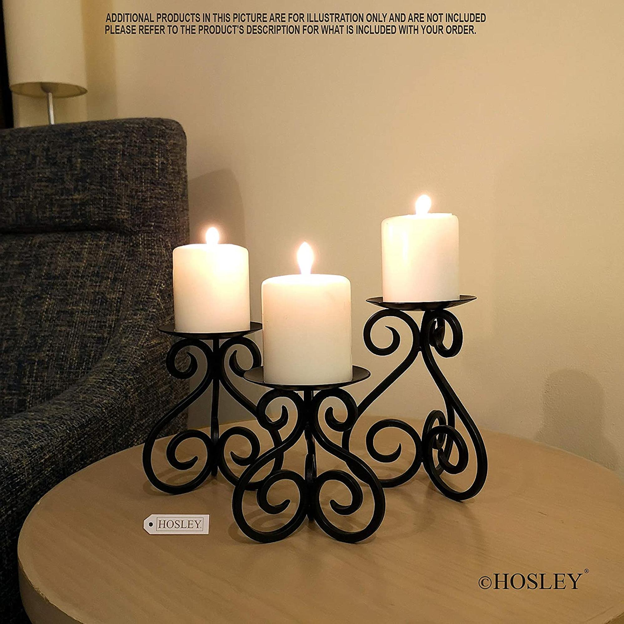 Hosley Set of 3 Iron Candle LED Pillar Holder Large 7 Inches