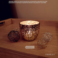 HOSLEY®  Glass Crackle Votive Tealight Candle Holder, Metallic Gold Finish, Set of 6, 2.75 inches each