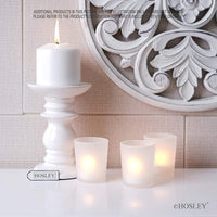 HOSLEY®  Ceramic Pillar Candle Holders, White Glazed, Set of 2, 6 inches High each