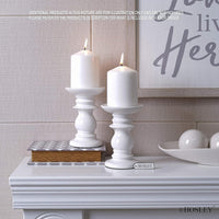 HOSLEY®  Ceramic Pillar Candle Holders, White Glazed, Set of 2, 6 inches High each