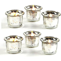 HOSLEY®   Glass  Candle Tealight Holders, Metallic Antique Finish, Set of 6