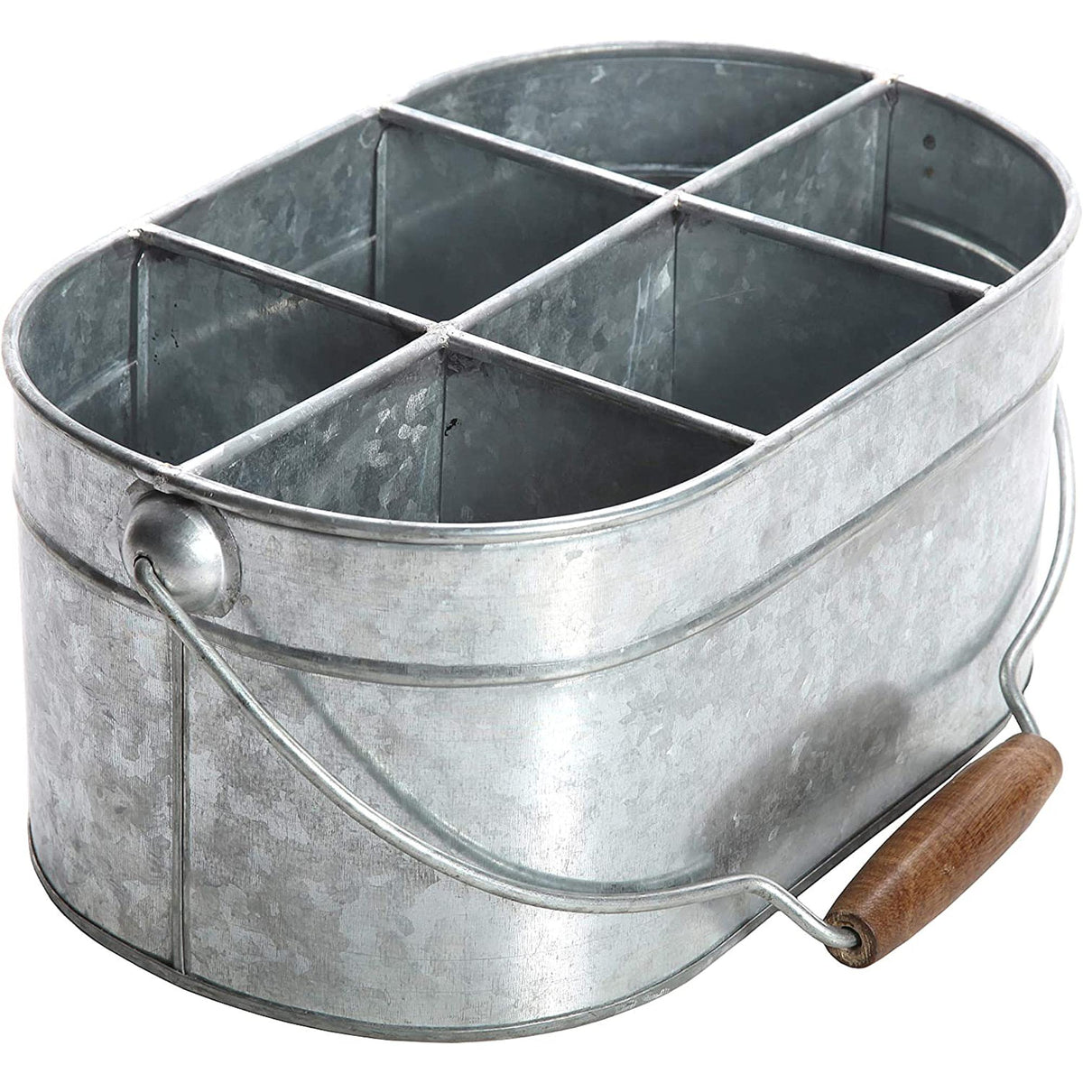 HOSLEY® Iron Galvanized Carry All Kitchen Utensil Caddy Serve Ware, 13 inches Long