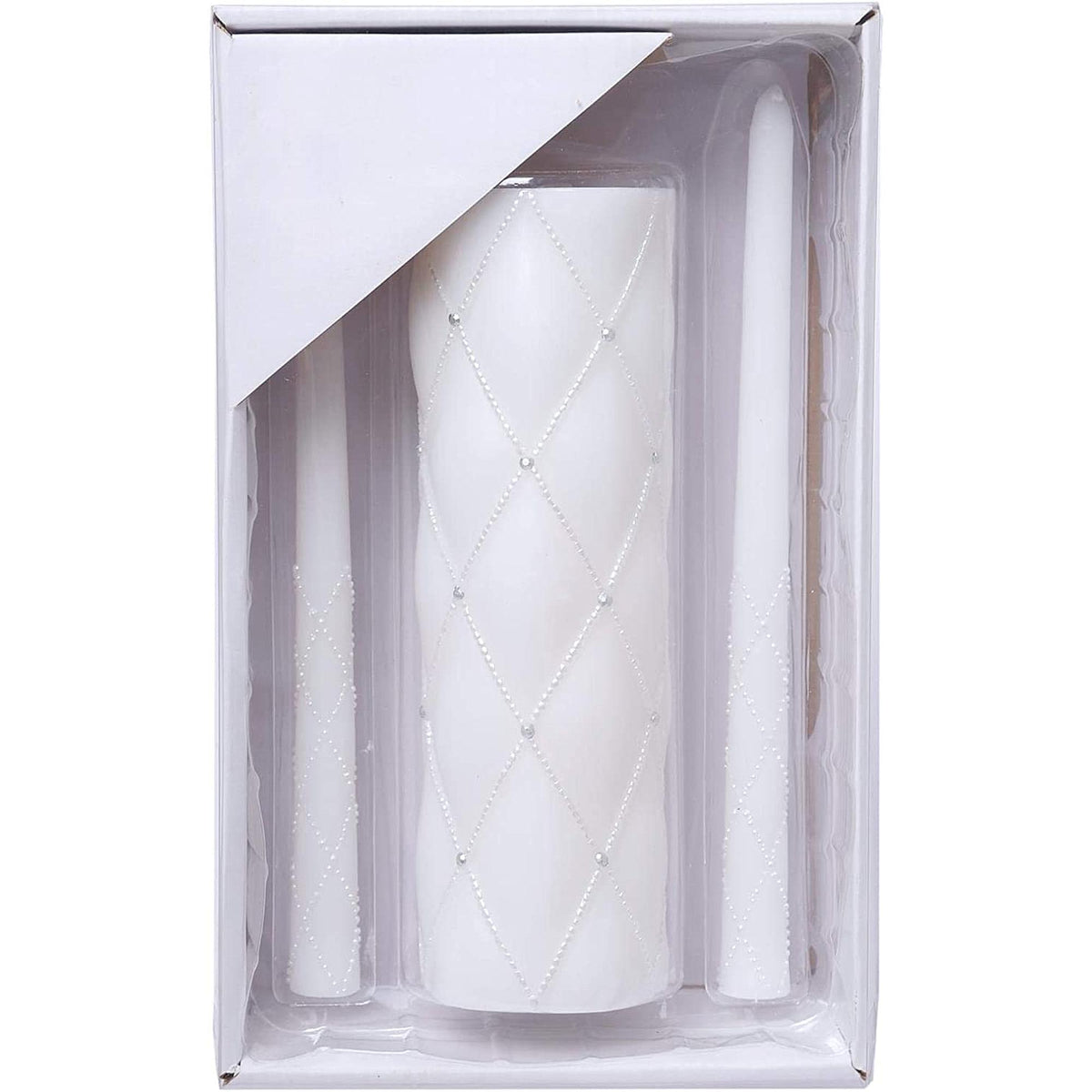 HOSLEY®  Wedding Unity Candle Set, White Color, 11.5 inches  High