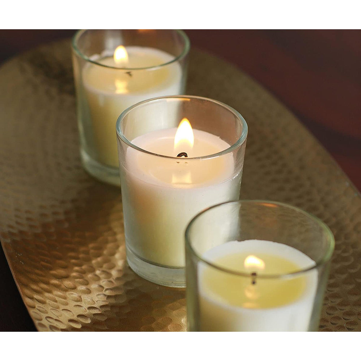 HOSLEY®  Glass Filled Unscented  Votive Candles, Ivory  color, Set of 24