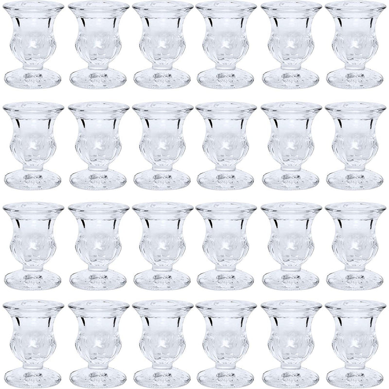 HOSLEY®  Clear Glass Taper Candle Holders, Set of 24, 2.5 inches High each