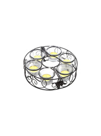 Outdoor Umbrella Pole Votive Candle Holder With 6 Glass Candle Holders, 8 inches Diameter