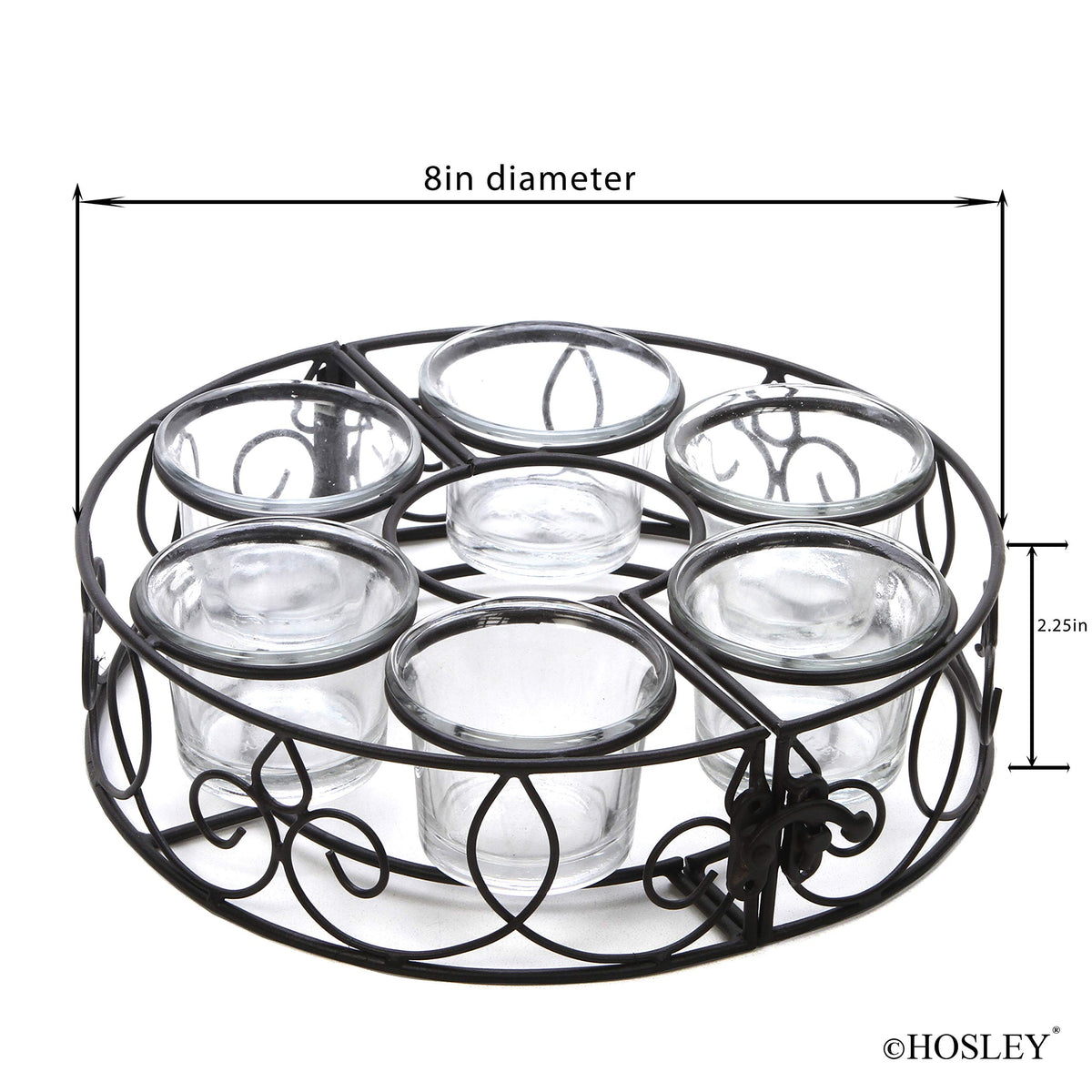 Outdoor Umbrella Pole Votive Candle Holder With 6 Glass Candle Holders, 8 inches Diameter