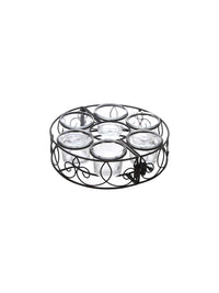 Outdoor Umbrella Pole Votive Candle Holder With 6 Glass Candle Holders, 8 inches Diameter