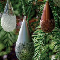 Glass Frosted Drop Ornament, Bronze Color, 6 inches High