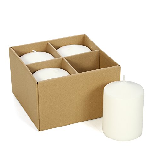 Unscented Pillar Candles, White Color, Set of 4, 4 inches High each