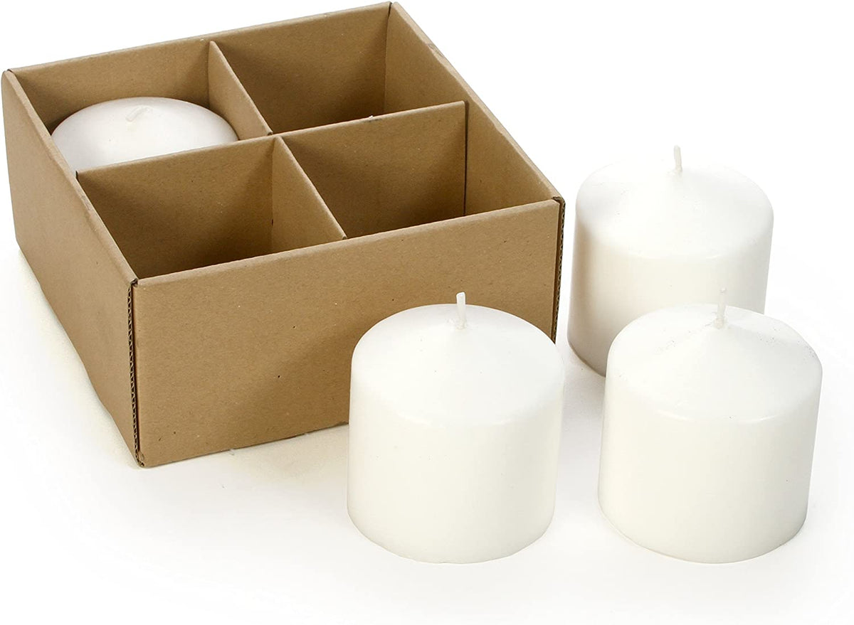 Unscented Pillar Candles Set of 16, 3 inches D x 3 inches H each