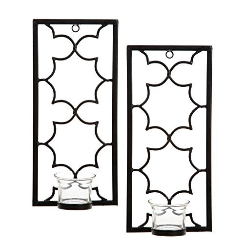 Iron Wall Sconces,  Black Color, Set of 2,  11 inches High