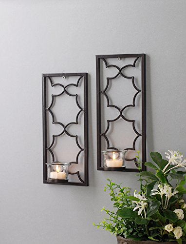 Iron Wall Sconces,  Black Color, Set of 2,  11 inches High