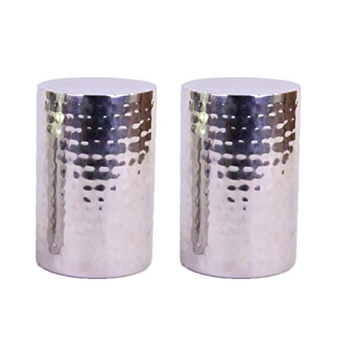 Hammered Pillar Candle Holders, Silver Finish, Set of 2, 6 inches High each