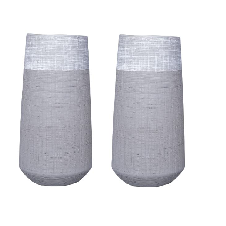 Ceramic Vases, Matt Grey , Set of 2, 10 inches High each