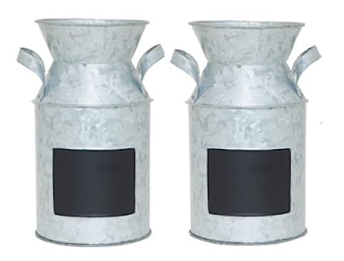 Set of 2 Metal Chalkboard Milk can Decorative Vase-7.25 High