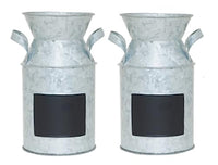 Set of 2 Metal Chalkboard Milk can Decorative Vase-7.25 High