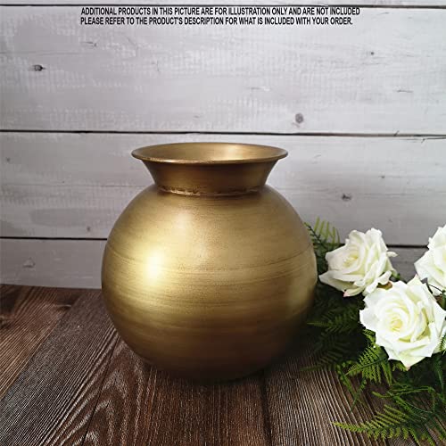 Metal Traditional Vase, Gold Finish, 8.25 Inches  High