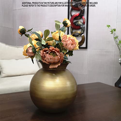 Metal Traditional Vase, Gold Finish, 8.25 Inches  High