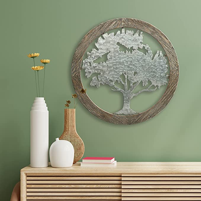 ® Farmhouse Wall Decor Tree of Life 20’’ Diameter Pack of 2 for Rustic Home Ambiance and Symmetrical Styling Rooted Elegance