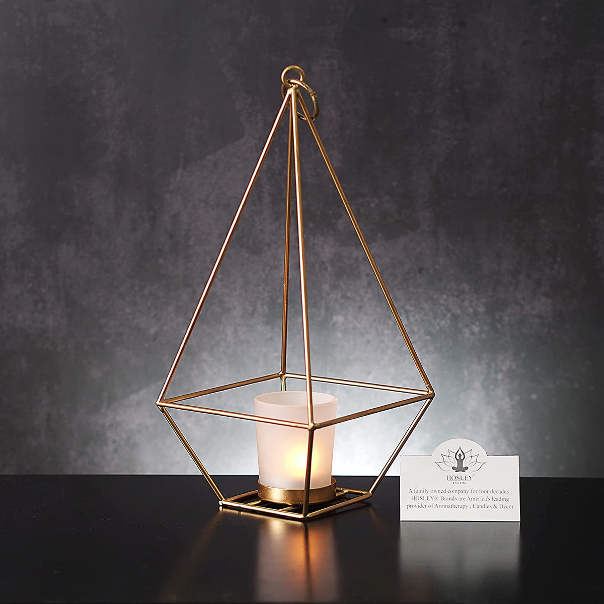 Iron Tealight / Votive Holder Lantern with Frosted Glass Candle Holder, Gold Finish, 11.5 inches High