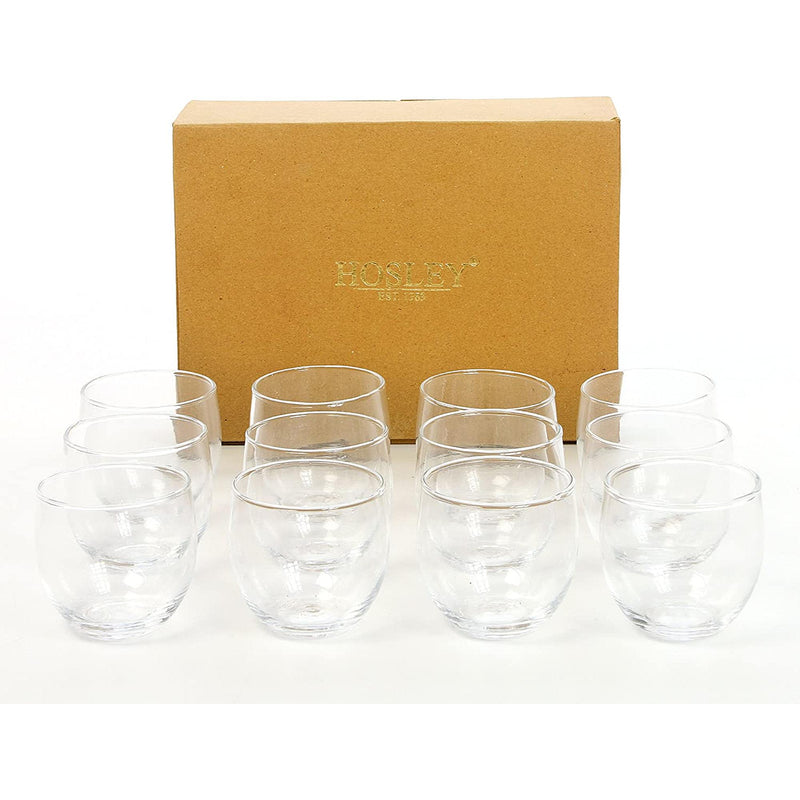 HOSLEY®  Glass Clear Tea Light Holders,  Roly Poly Style, Set of 12, 2.5 inches Diameter each