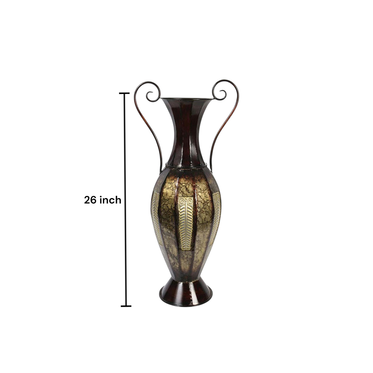 26 Inch High Tall 2 Tone Metal Vase with Handles. Ideal Gift for Wedding Special Occasion Party Spa Meditation Votive Candle Garden Dried Floral Setting P9